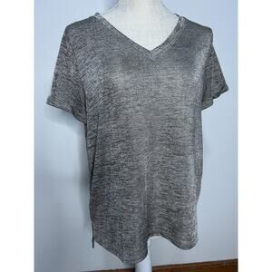 Anthropologie Akemi + Kin Metallic Silver bohemian T-shirt SZ Small